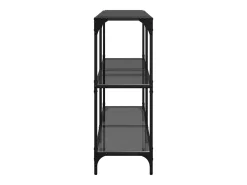 Mesa consola con superficie de vidrio negro acero 118,5x30x81cm