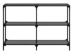 Mesa consola con superficie de vidrio negro acero 118,5x30x81cm