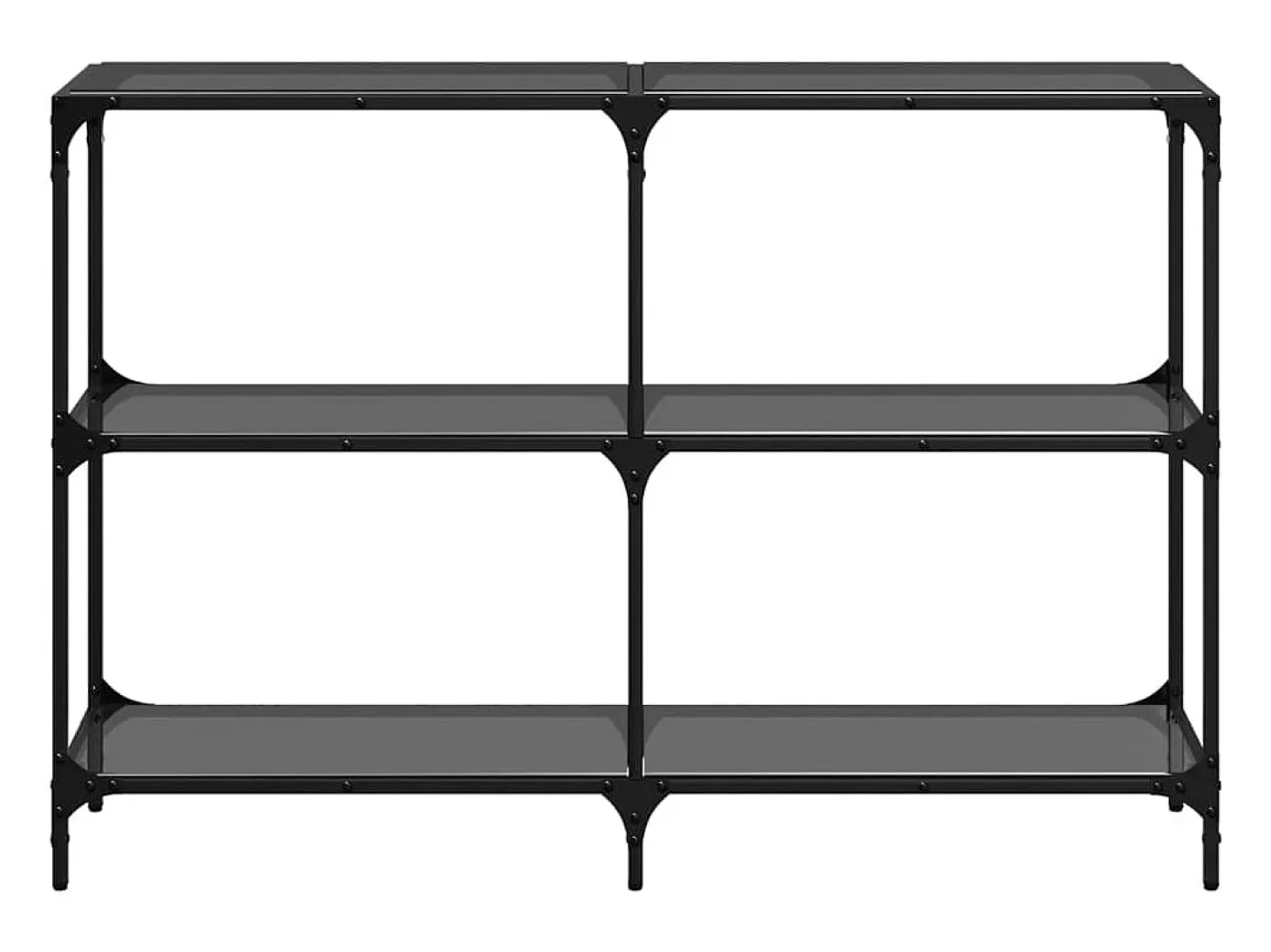 Mesa consola con superficie de vidrio negro acero 118,5x30x81cm