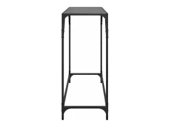 Mesa consola con superficie de vidrio negro acero 98x35x81 cm