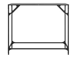 Mesa consola con superficie de vidrio negro acero 98x35x81 cm