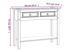 Mesa consola Corona Range de pino mexicano blanco 90x34,5x73 cm