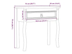 Mesa consola Corona 73x35x73 cm madera maciza de pino