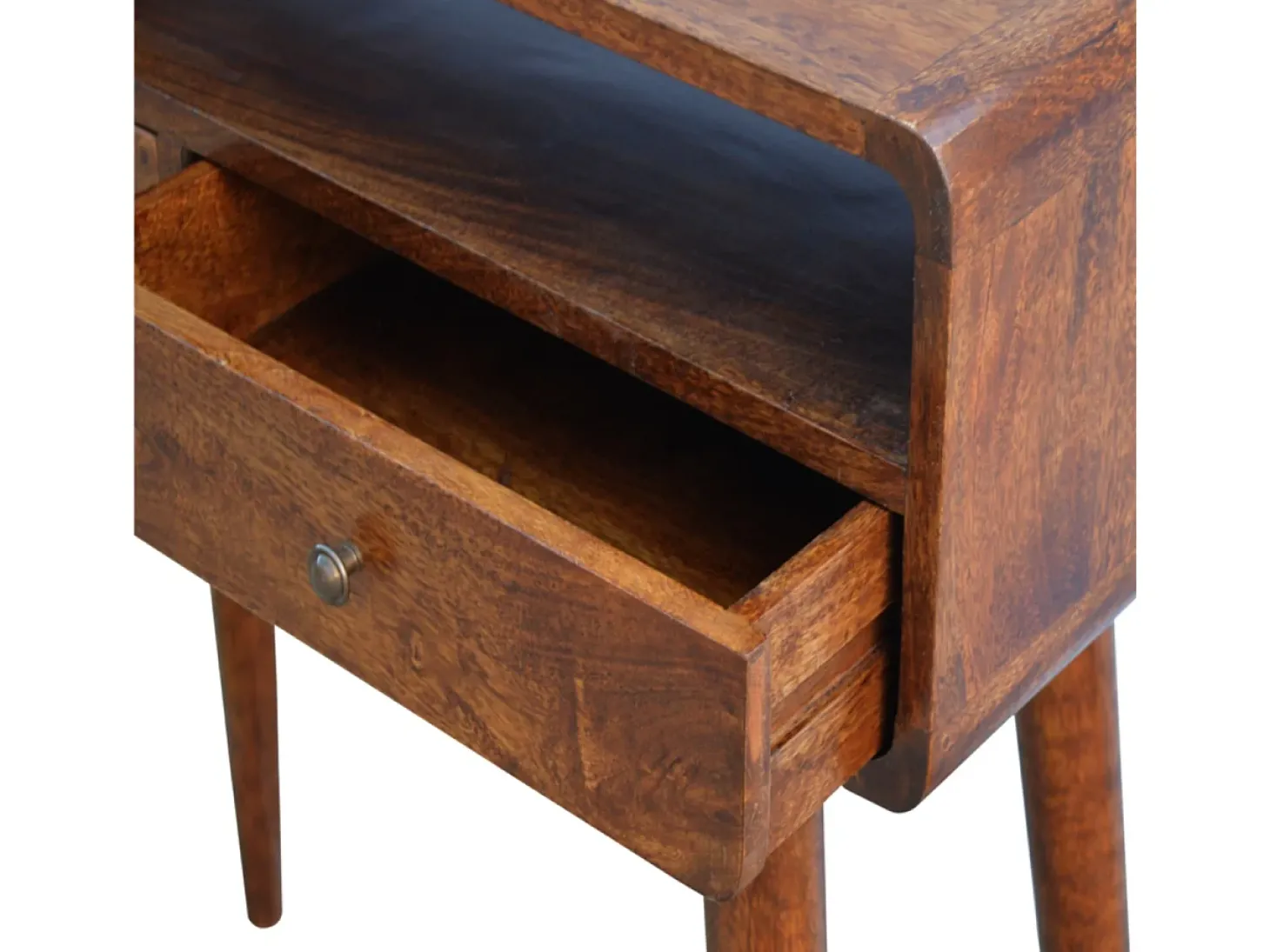 Mesa consola curvada de castaño