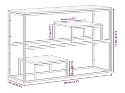 Mesa consola de acero inoxidable plateado y madera maciza
