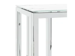 Mesa consola de acero inoxidable y vidrio plateada 70x30x70 cm