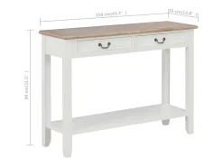 Mesa consola de madera blanco 110x35x80 cm