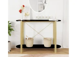 Mesa consola de madera contrachapada negro 110x38x75 cm