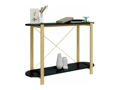 Mesa consola de madera contrachapada negro 110x38x75 cm