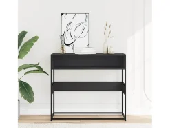 Mesa consola de madera contrachapada negro 90x35x80 cm