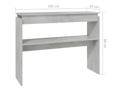 Mesa consola de madera de ingeniería gris hormigón 102x30x80 cm