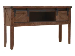 Mesa consola de madera de abeto maciza marrón 131x35,5x75 cm ES662751