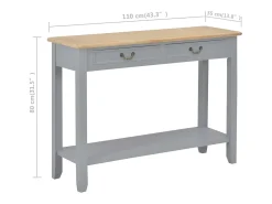 Mesa consola de madera gris 110x35x80 cm