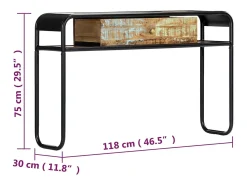 Mesa consola de madera maciza reciclada 118x30x75 cm