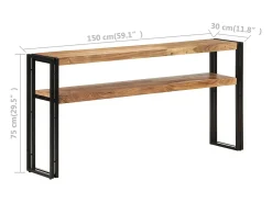 Mesa consola de madera maciza de acacia 150x30x75 cm