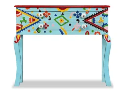 Mesa consola de madera maciza de mango azul pintada a mano ES746991