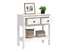 Mesa consola de madera maciza de pino blanco 75x35x75 cm
