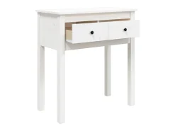 Mesa consola de madera maciza de pino blanco 70x35x75 cm