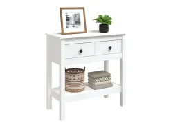 Mesa consola de madera maciza de pino blanco 75x35x75 cm