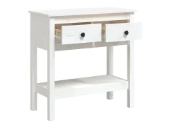 Mesa consola de madera maciza de pino blanco 75x35x75 cm