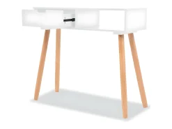 Mesa consola de madera maciza de pino blanca 80x30x72 cm ES258664