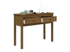 Mesa consola de madera maciza de pino marrón miel 100x35x75 cm