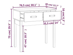Mesa consola de madera maciza de pino blanco 76,5x40x75 cm