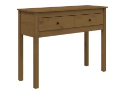Mesa consola de madera maciza de pino marrón miel 100x35x75 cm ES371607