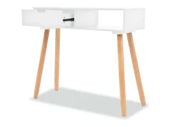 Mesa consola de madera maciza de pino blanca 80x30x72 cm