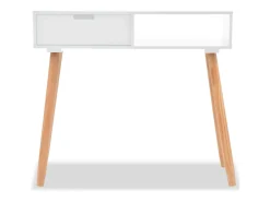 Mesa consola de madera maciza de pino blanca 80x30x72 cm