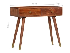 Mesa consola de madera maciza de acacia 90x35x76 cm