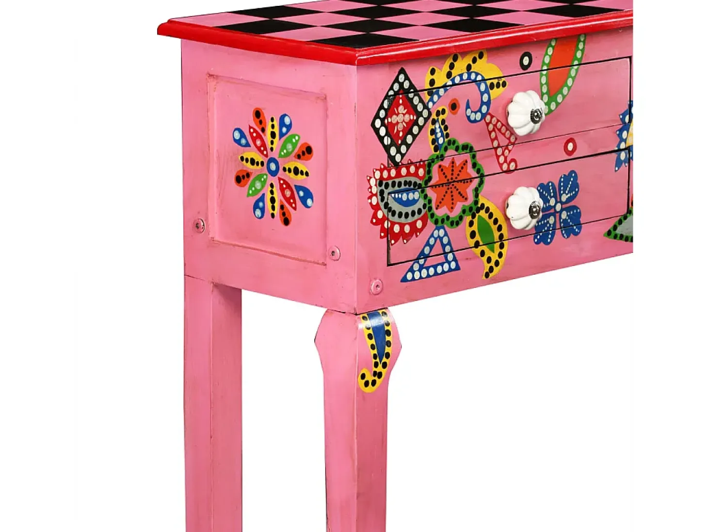 Mesa consola de madera maciza de mango rosa pintada a mano ES506346