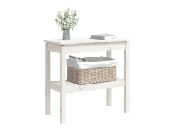 Mesa consola de madera maciza de pino blanco 80x40x75 cm ES531291