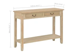 Mesa consola de madera 110x35x80 cm