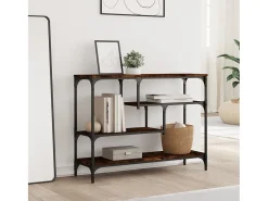 Mesa consola de roble ahumado 100x30x75 cm madera de ingeniería