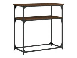 Mesa consola de roble marrón 75x35,5x75 cm madera de ingeniería