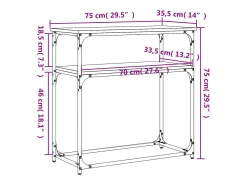 Mesa consola de roble marrón 75x35,5x75 cm madera de ingeniería