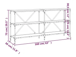 Mesa consola de roble marrón 160x30x75cm madera de ingeniería y hierro