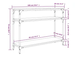 Mesa consola de roble marrón 100x29x75 cm madera de ingeniería