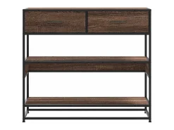 Mesa consola de roble marrón 90x35x80 cm madera de ingeniería