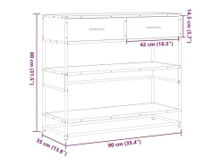 Mesa consola de roble marrón 90x35x80 cm madera de ingeniería