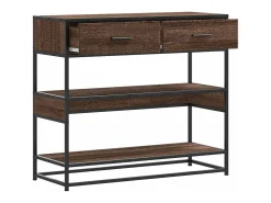 Mesa consola de roble marrón 90x35x80 cm madera de ingeniería