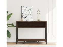 Mesa consola de roble marrón 100x35x74,5 cm madera de ingeniería
