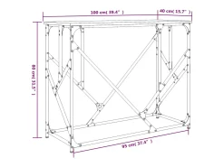 Mesa consola de roble marrón 100x40x80 cm madera de ingeniería