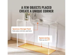 Mesa Consola en Acrílico SucceBuy, Mesa Auxiliar Transparente para Hall de Entrada, 97 X 38 X 74 CM
