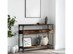 Mesa consola estante madera ingeniería roble humo 100x29x75 cm ES363857