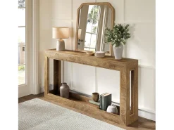 Mesa consola estrecha de 160 cm, Mesa larga detrás del sofá, Mesa moderna de entrada