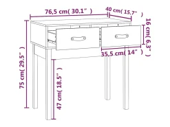 Mesa consola Gris 76,5x40x75 cm Madera maciza de pino