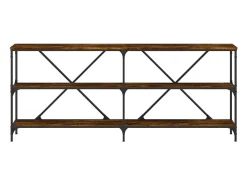 Mesa consola hierro madera ingeniería roble ahumado 180x30x75cm