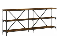 Mesa consola hierro madera ingeniería roble ahumado 180x30x75cm